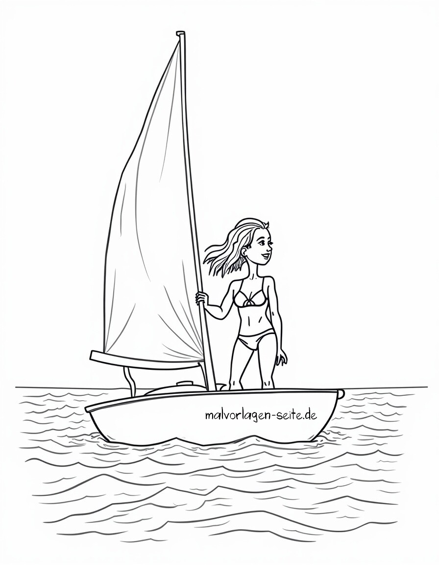 Malvorlage Segeln - Segelboot