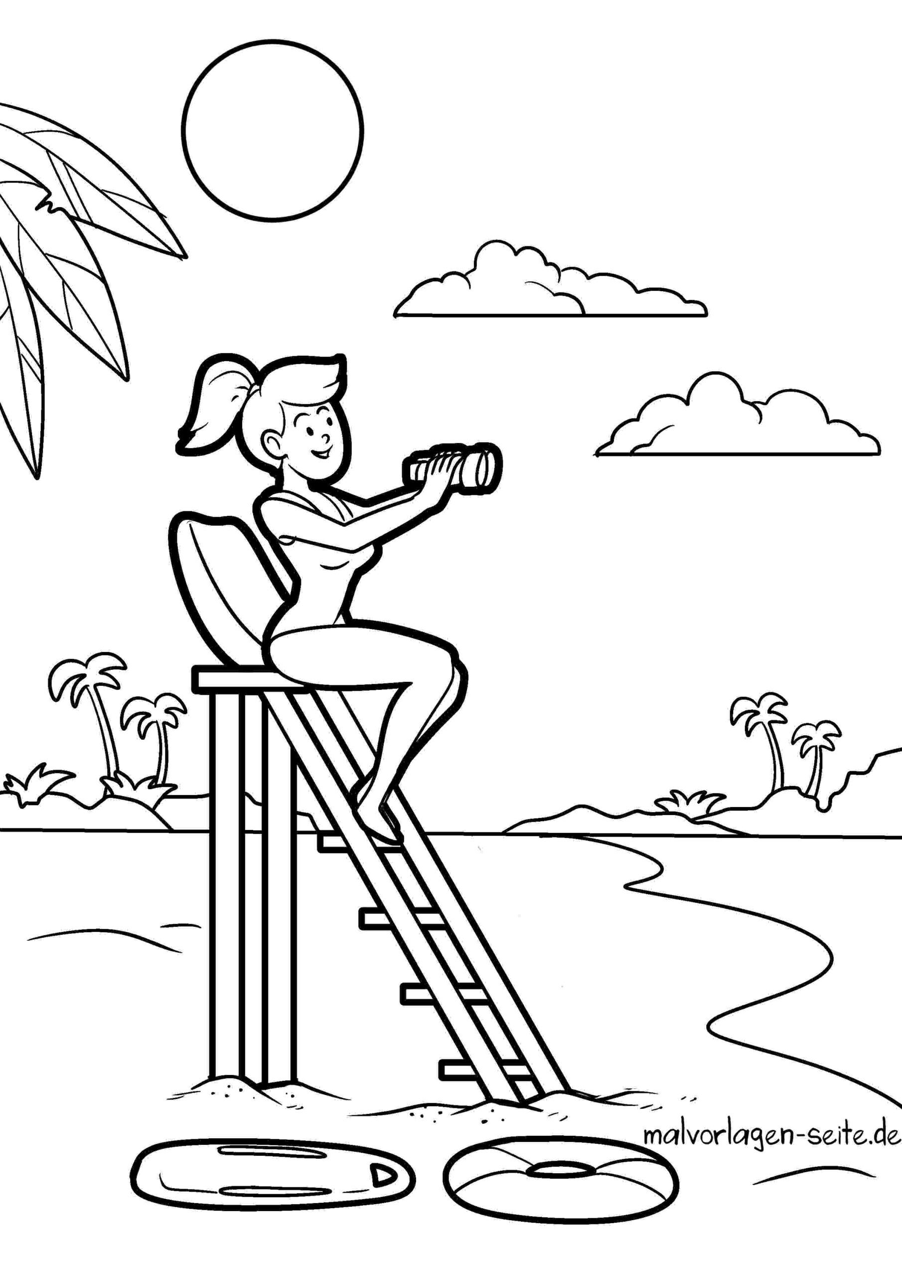 Malvorlage Rettungsschwimmerin - Life Guard