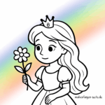Malvorlage Prinzessin mit Regenbogen