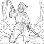 Malvorlage Samurai