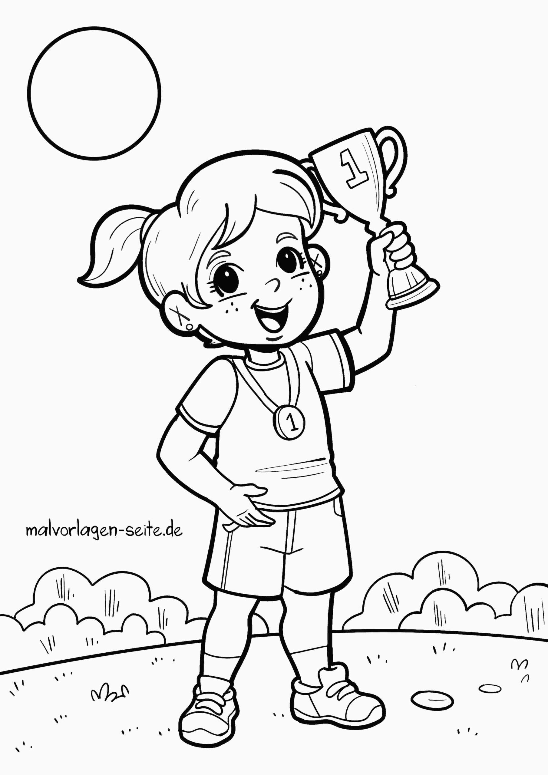 Malvorlage Siegerehrung - Siegerin