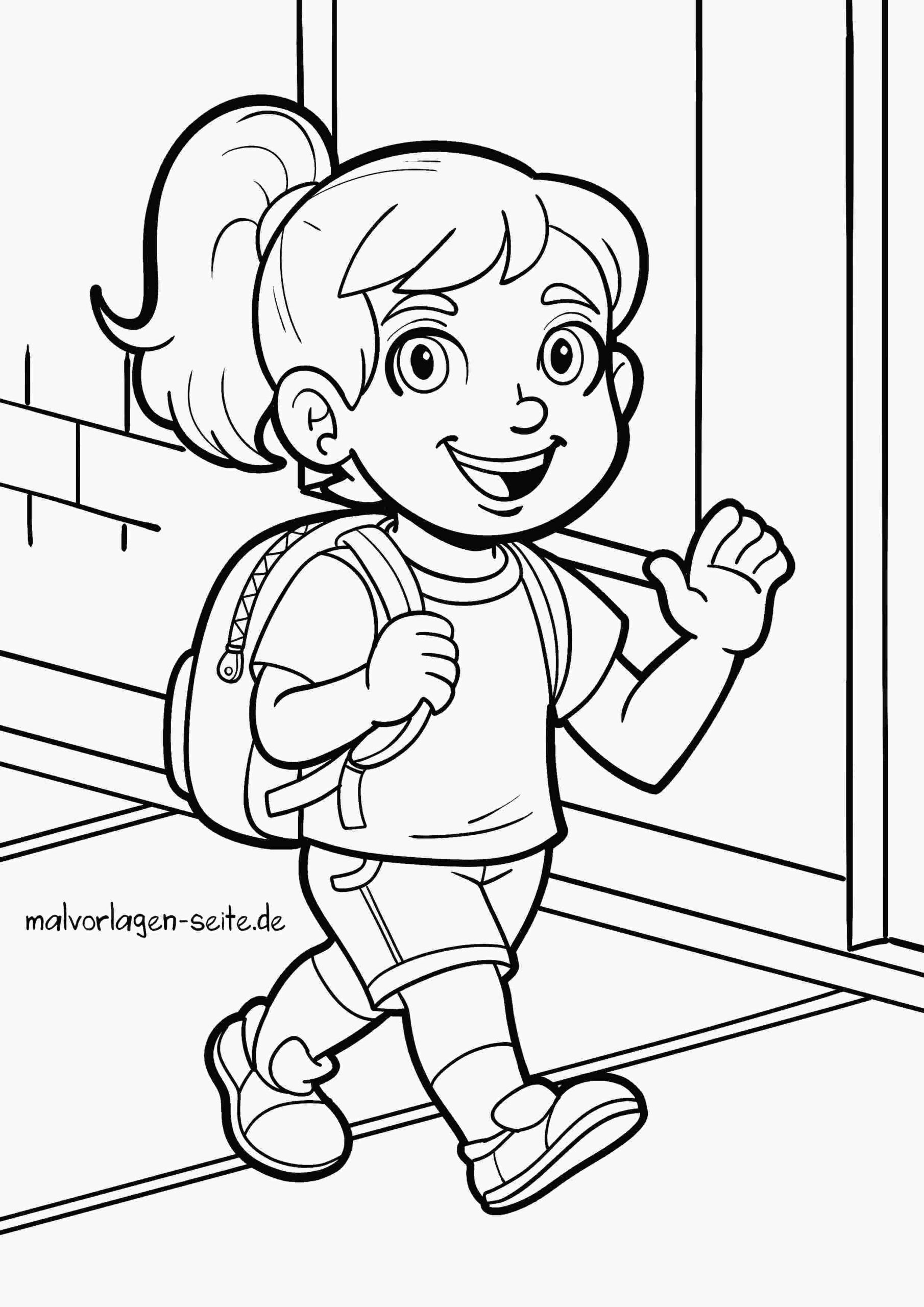 Malvorlage Mädchen mit Rucksack