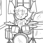 Malvorlage Schlagzeug spielen