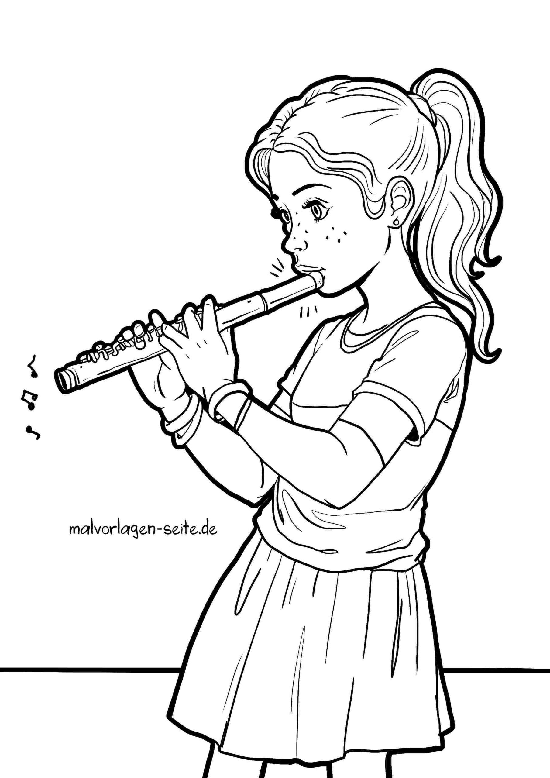 Malvorlage Blockflöte spielen