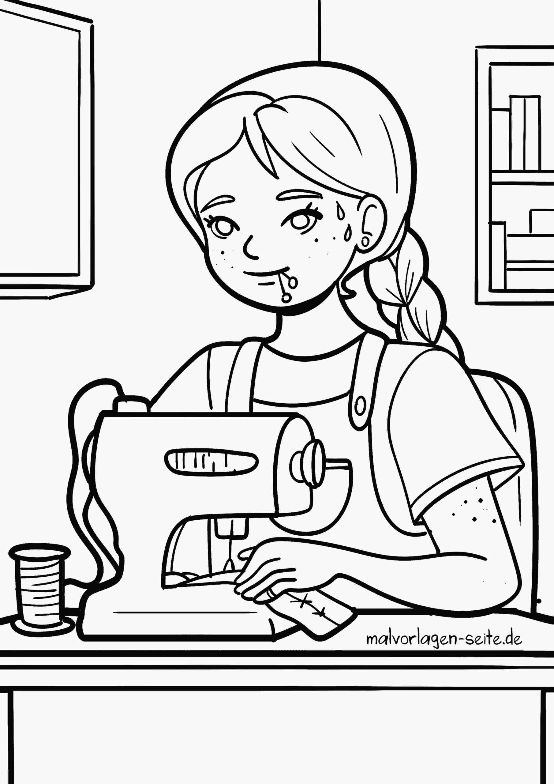 Malvorlage Nähmaschine nähen