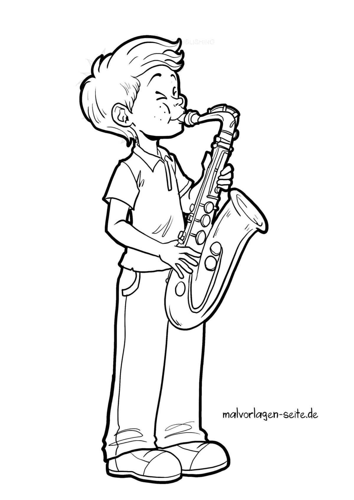 Malvorlage Saxophon spielen