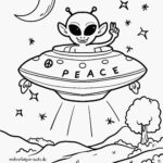 Malvorlage Alien im Ufo