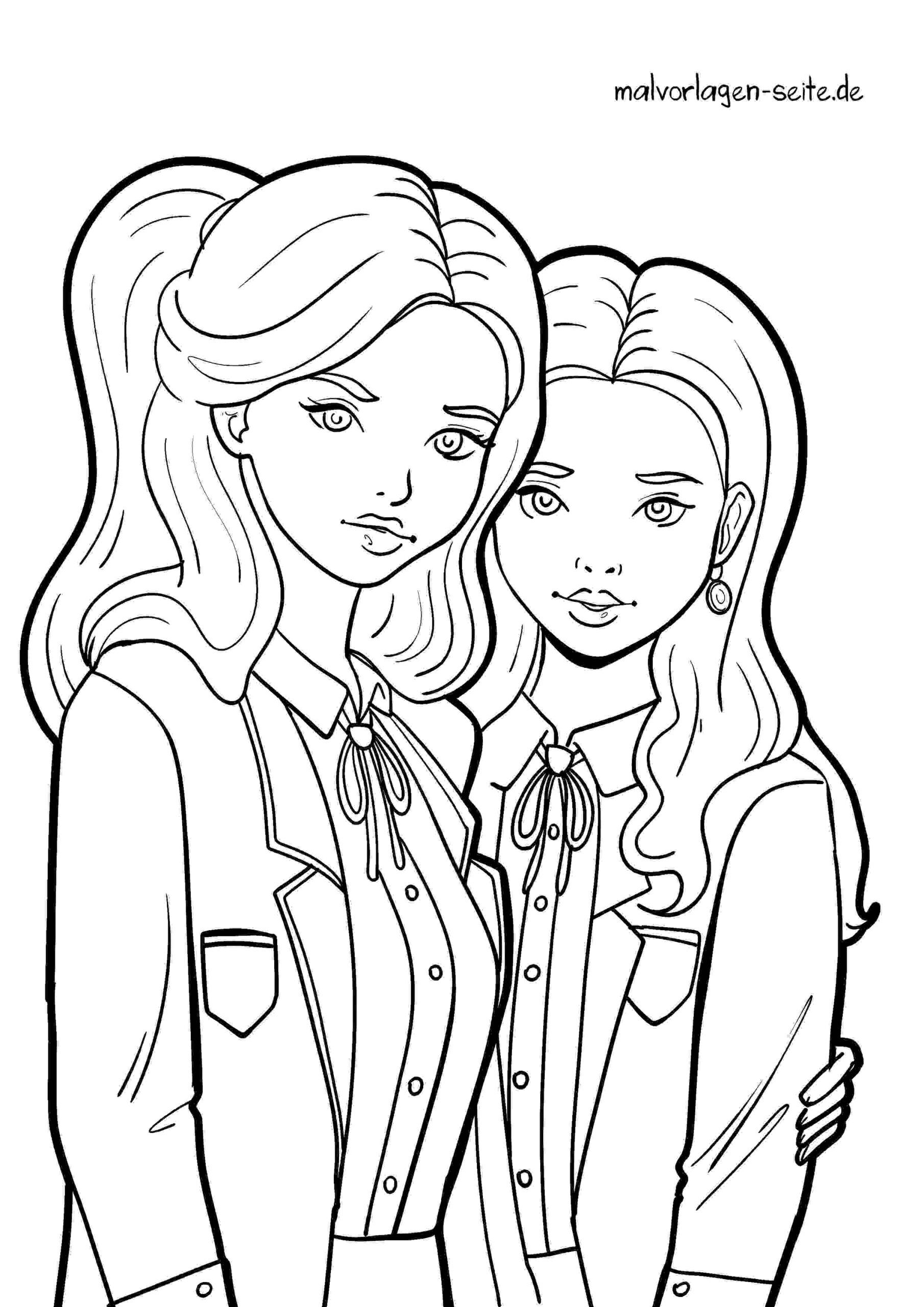 Malvorlage Geschwister - Schwestern
