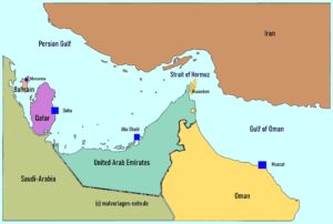 Map of the Persian Gulf and The Strait of Hormuz