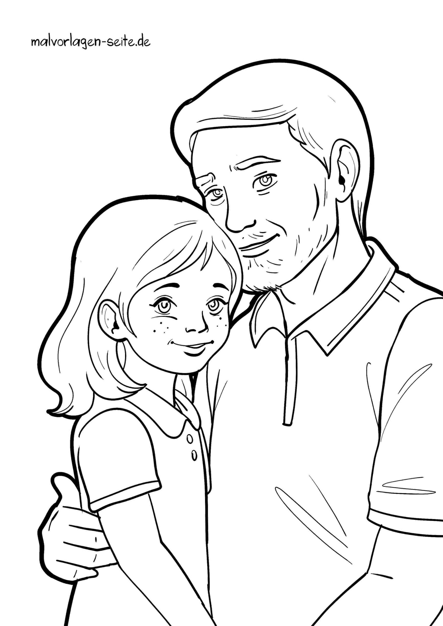 Malvorlage Vater und Tochter
