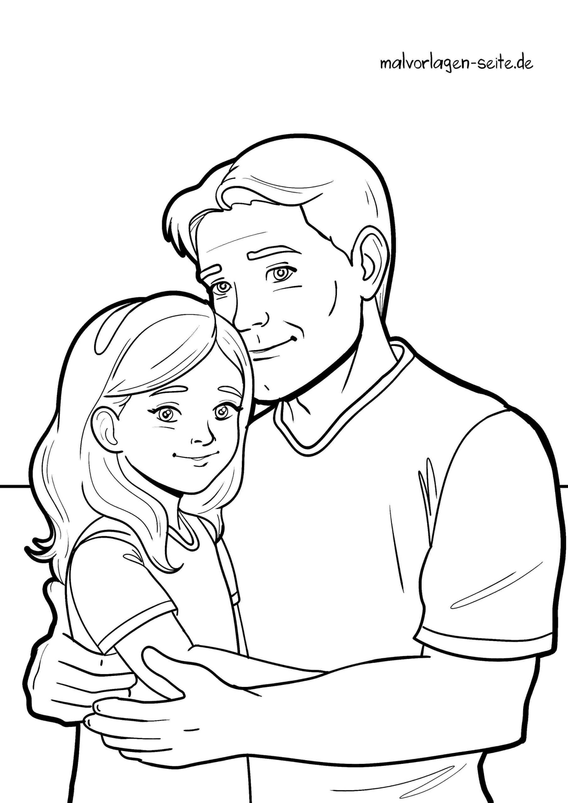 Malvorlage Vater und Tochter