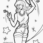 Malvorlage Popstar - Sängerin