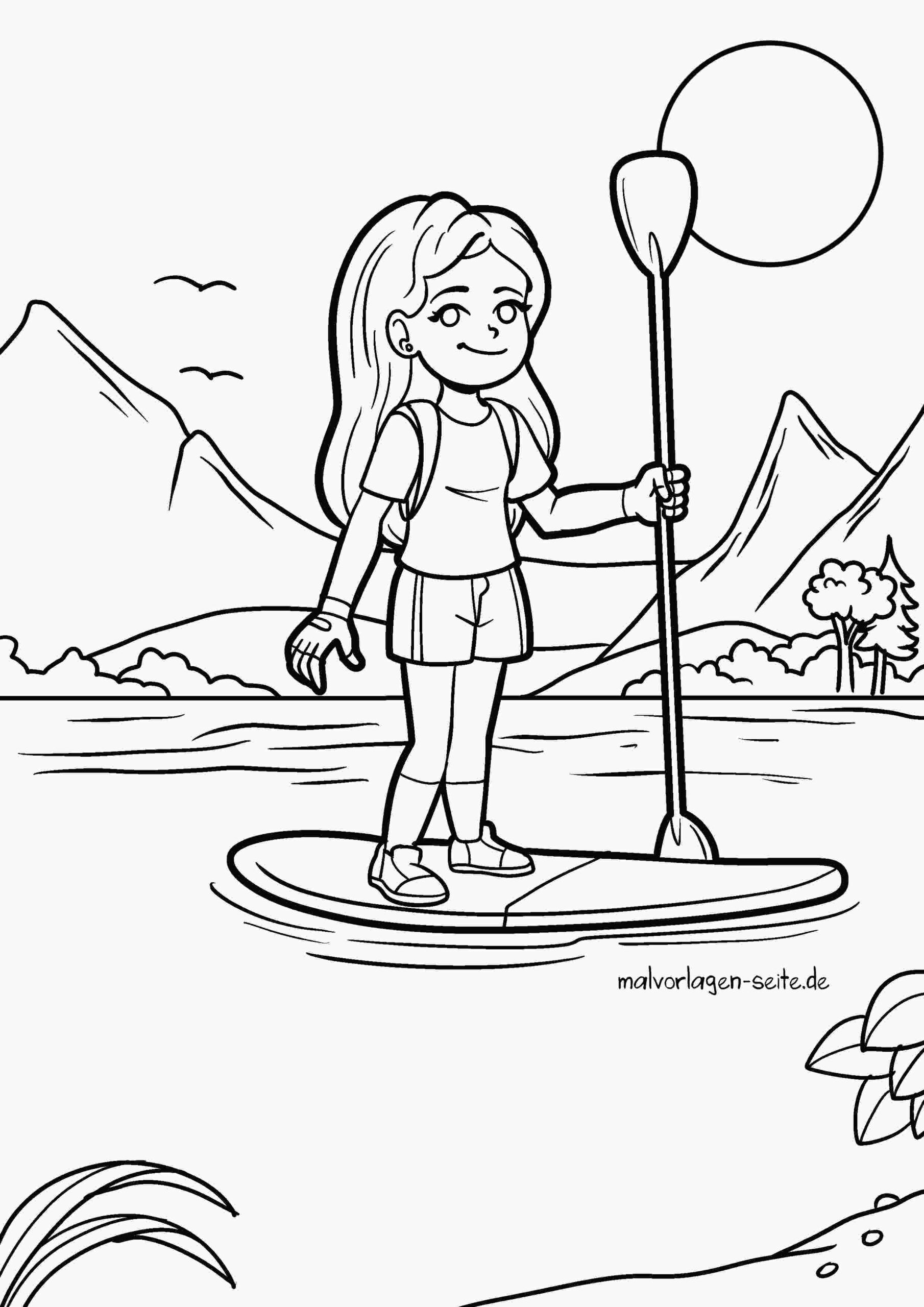 Malvorlage Stand Up Paddling - Stehpaddeln