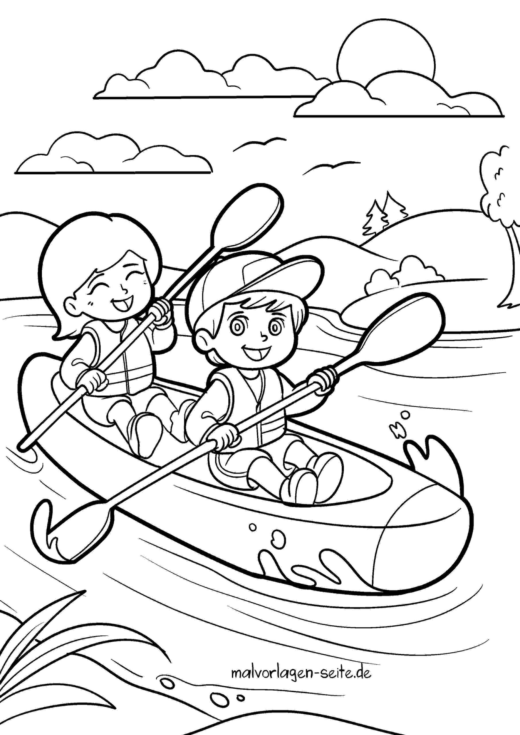Malvorlage Kanu fahren