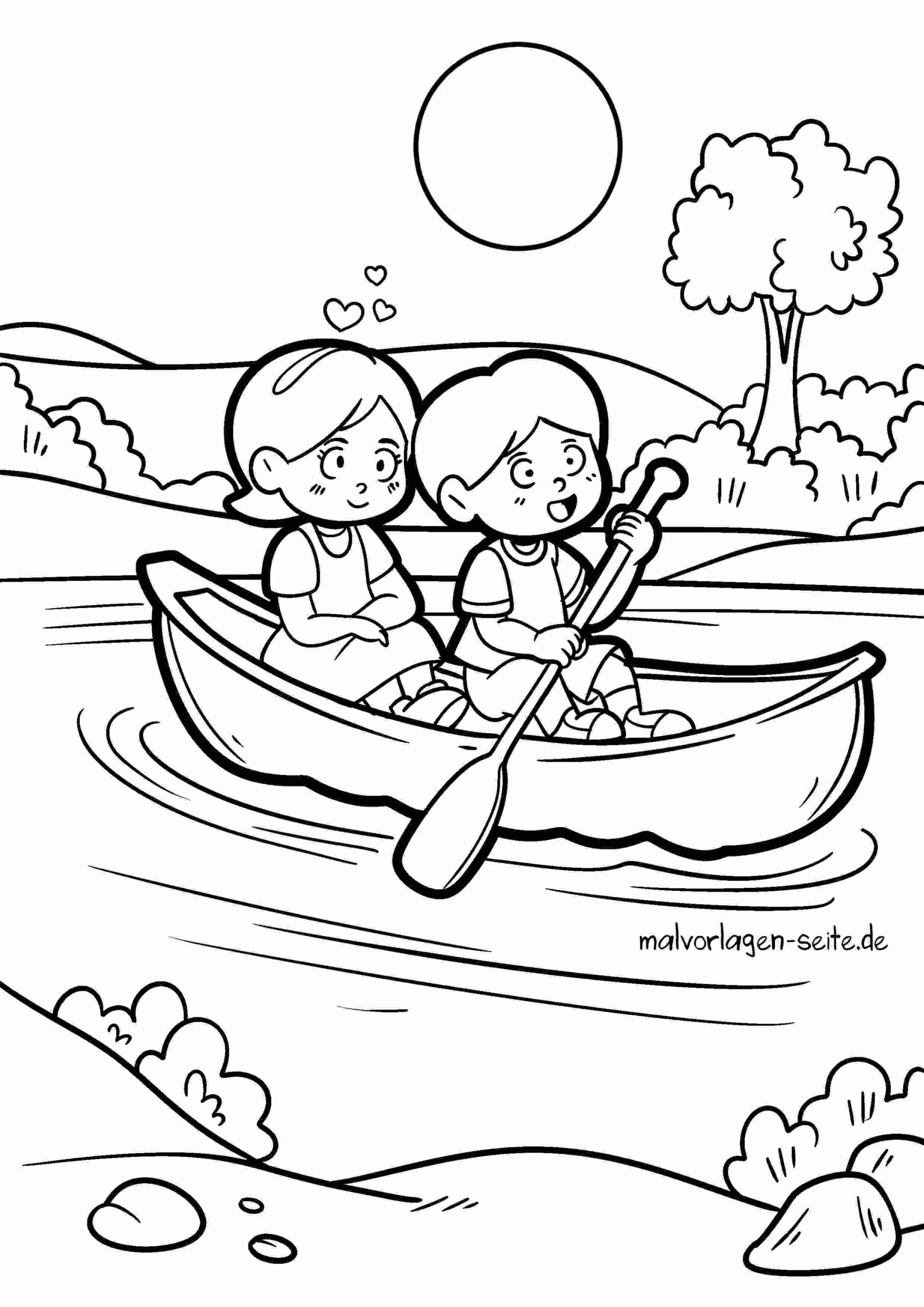 Malvorlage Boot fahren