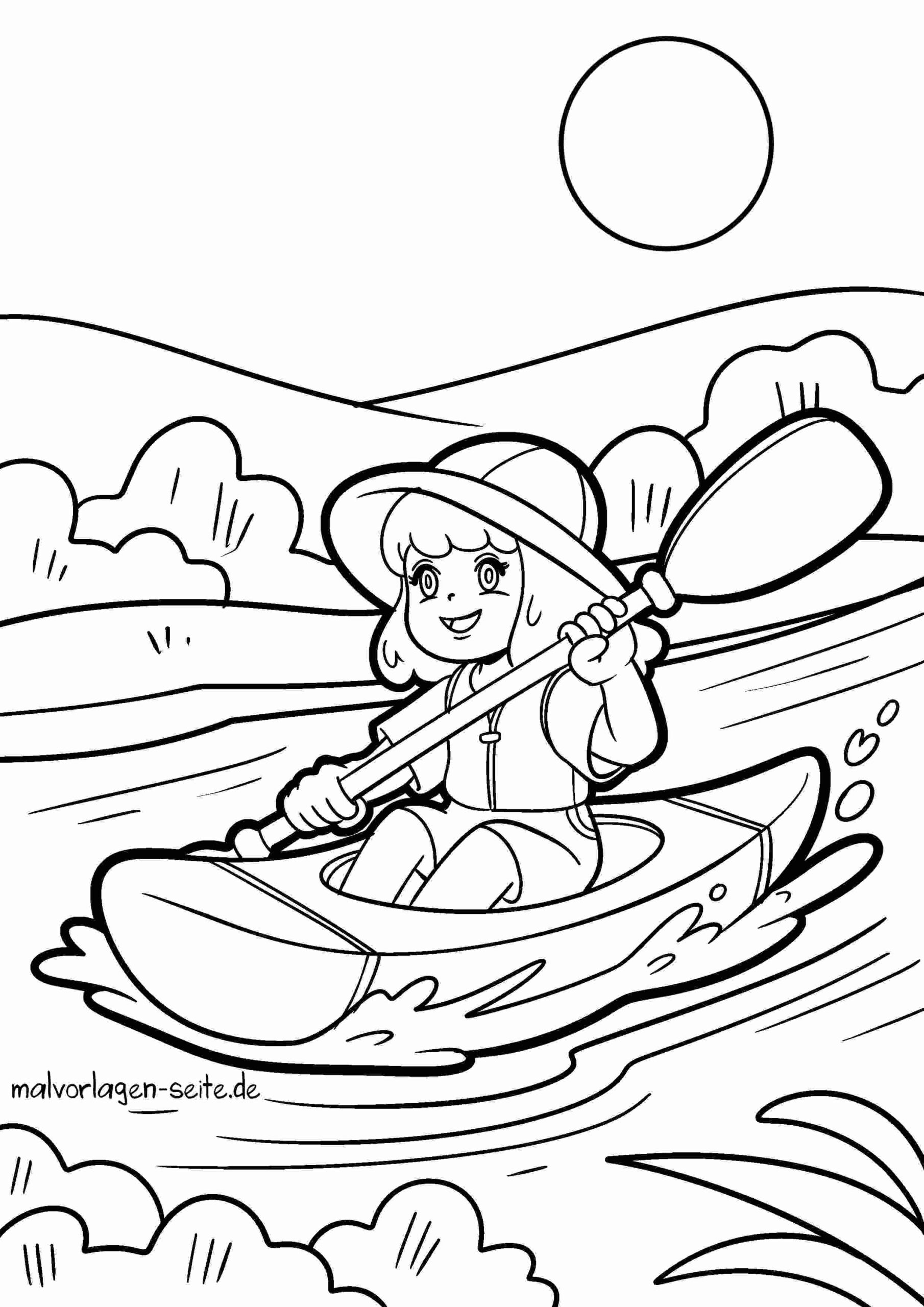 Malvorlage Kajak fahren