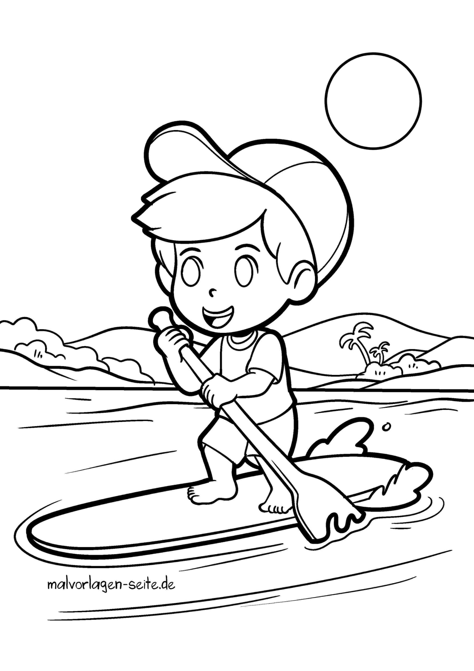 Malvorlage Stand Up Paddling - Stehpaddeln