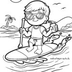 Malvorlage Stand Up Paddling - Stehpaddeln