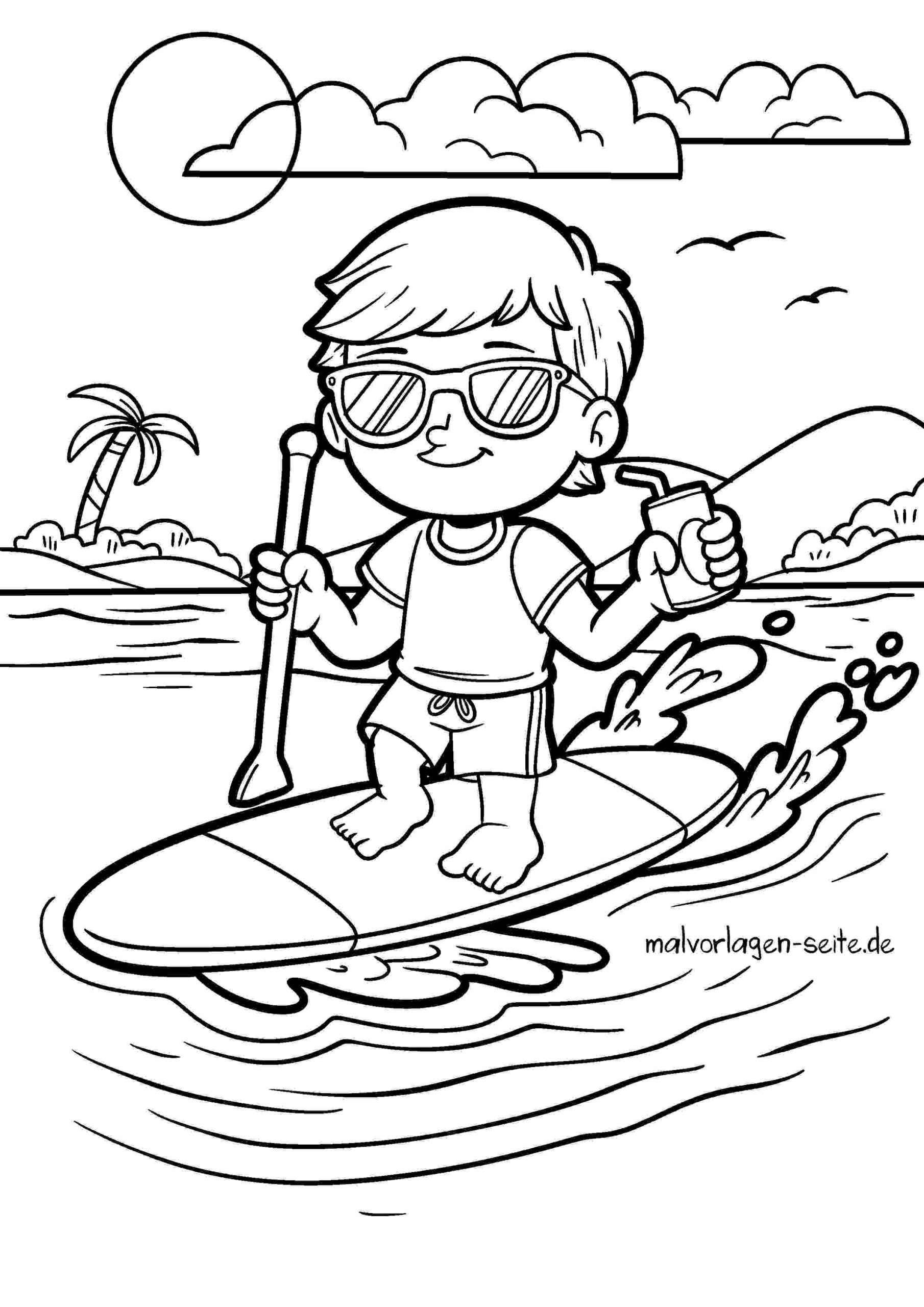 Malvorlage Stand Up Paddling - Stehpaddeln