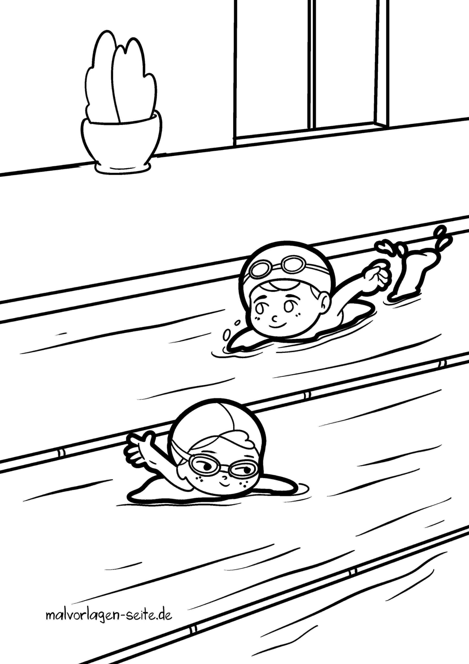 Malvorlage Schwimmen
