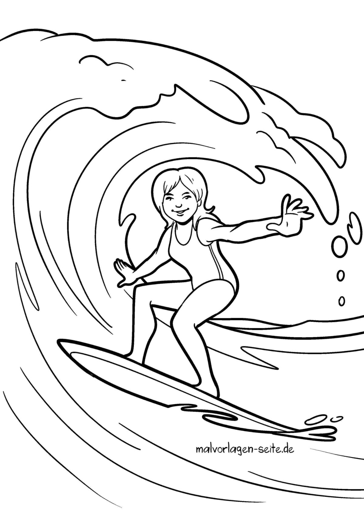 Malvorlage Surfen - Wellenreiten