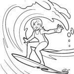 Malvorlage Surfen - Wellenreiten