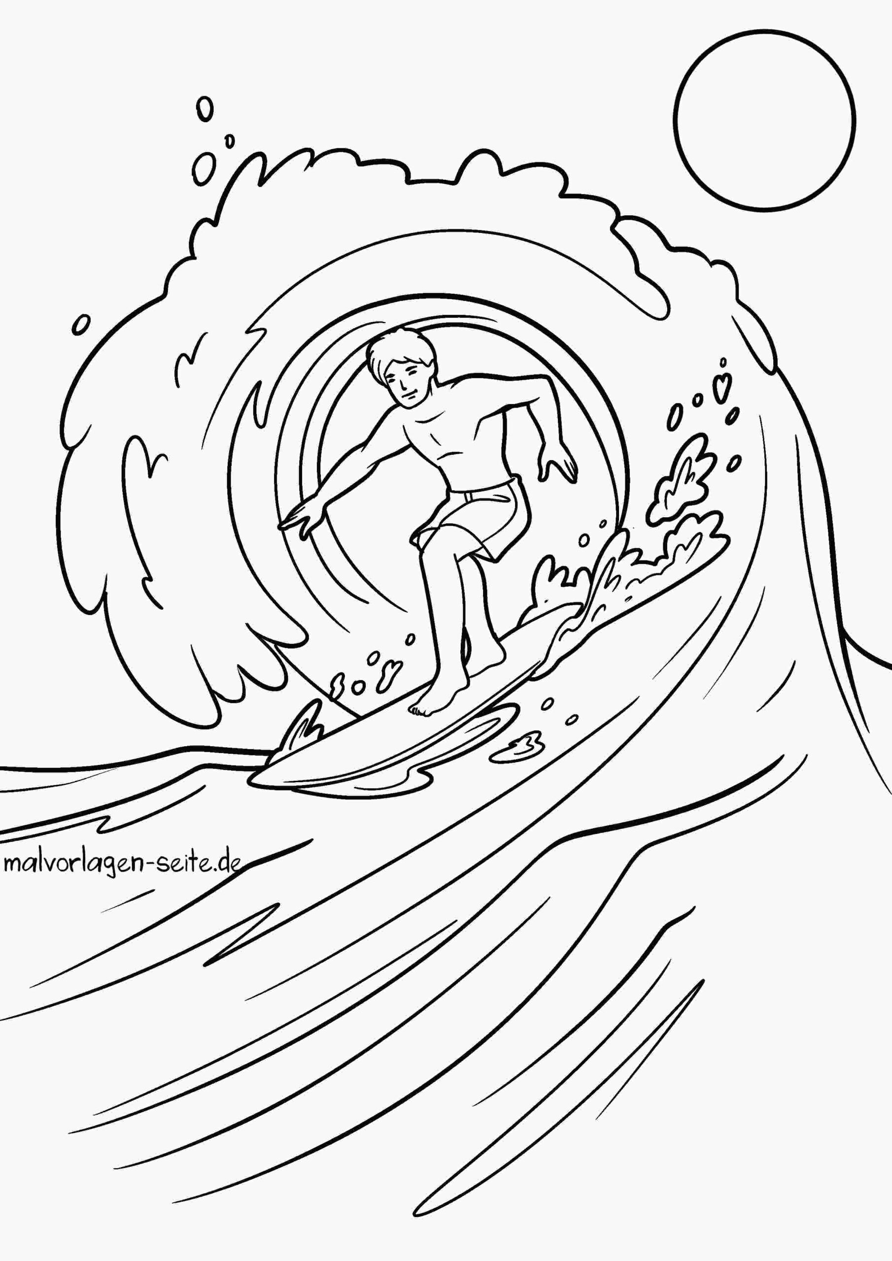 Malvorlage Surfen - Wellenreiten