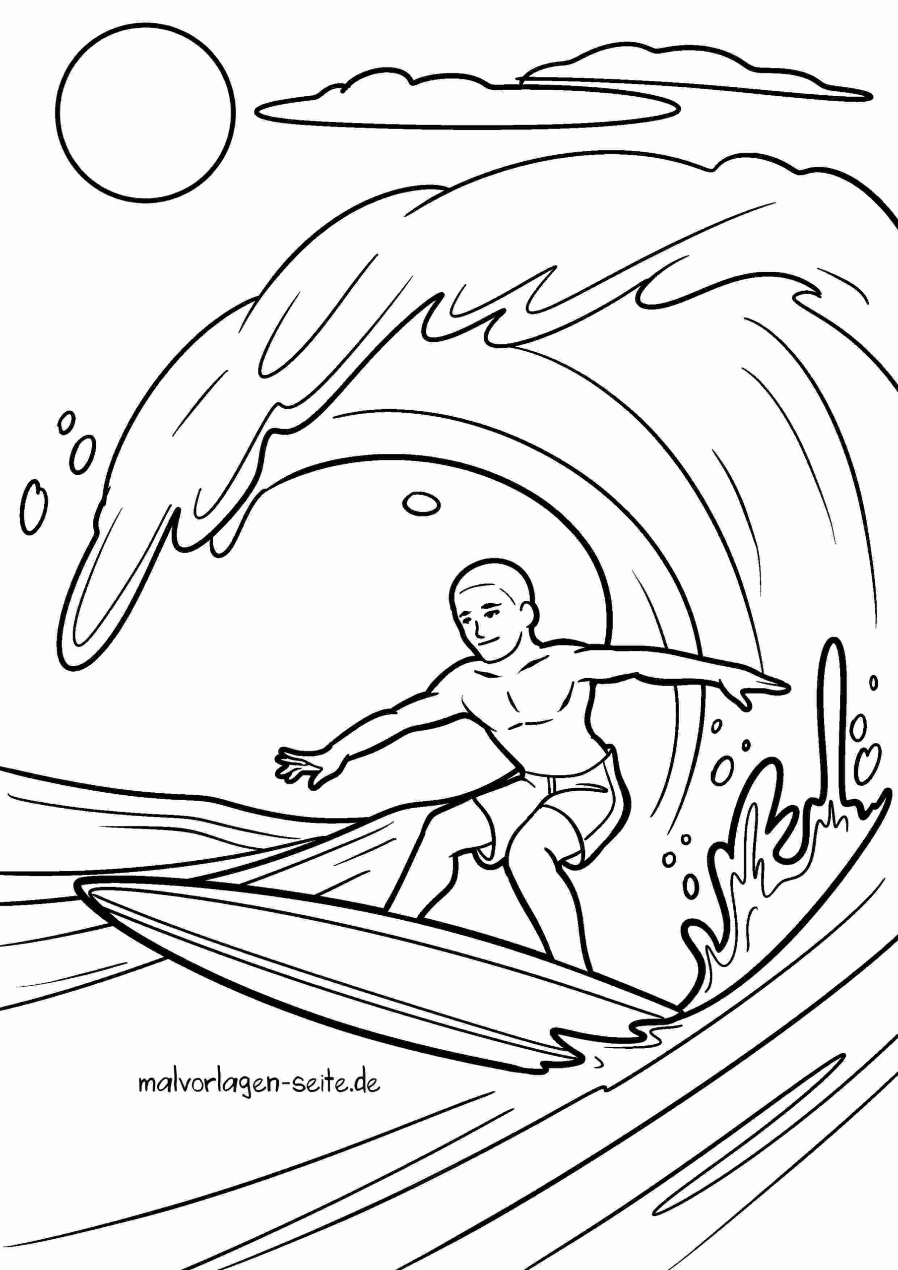 Malvorlage Surfen - Wellenreiten