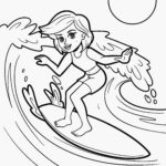 Malvorlage Surfen - Wellenreiten