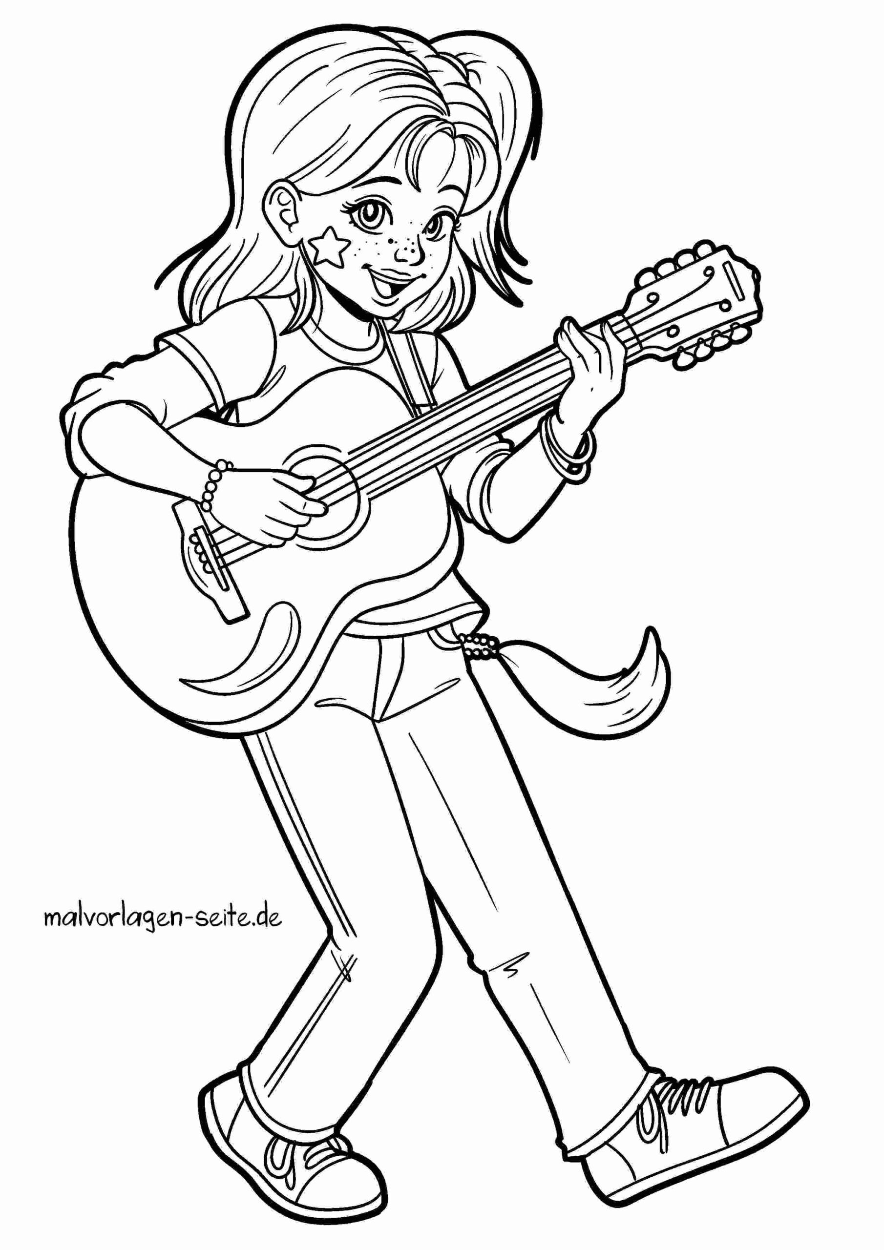 Malvorlage Gitarre spielen