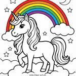 Malvorlage Einhorn mit Regenbogen