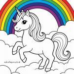Malvorlage Einhorn mit Regenbogen