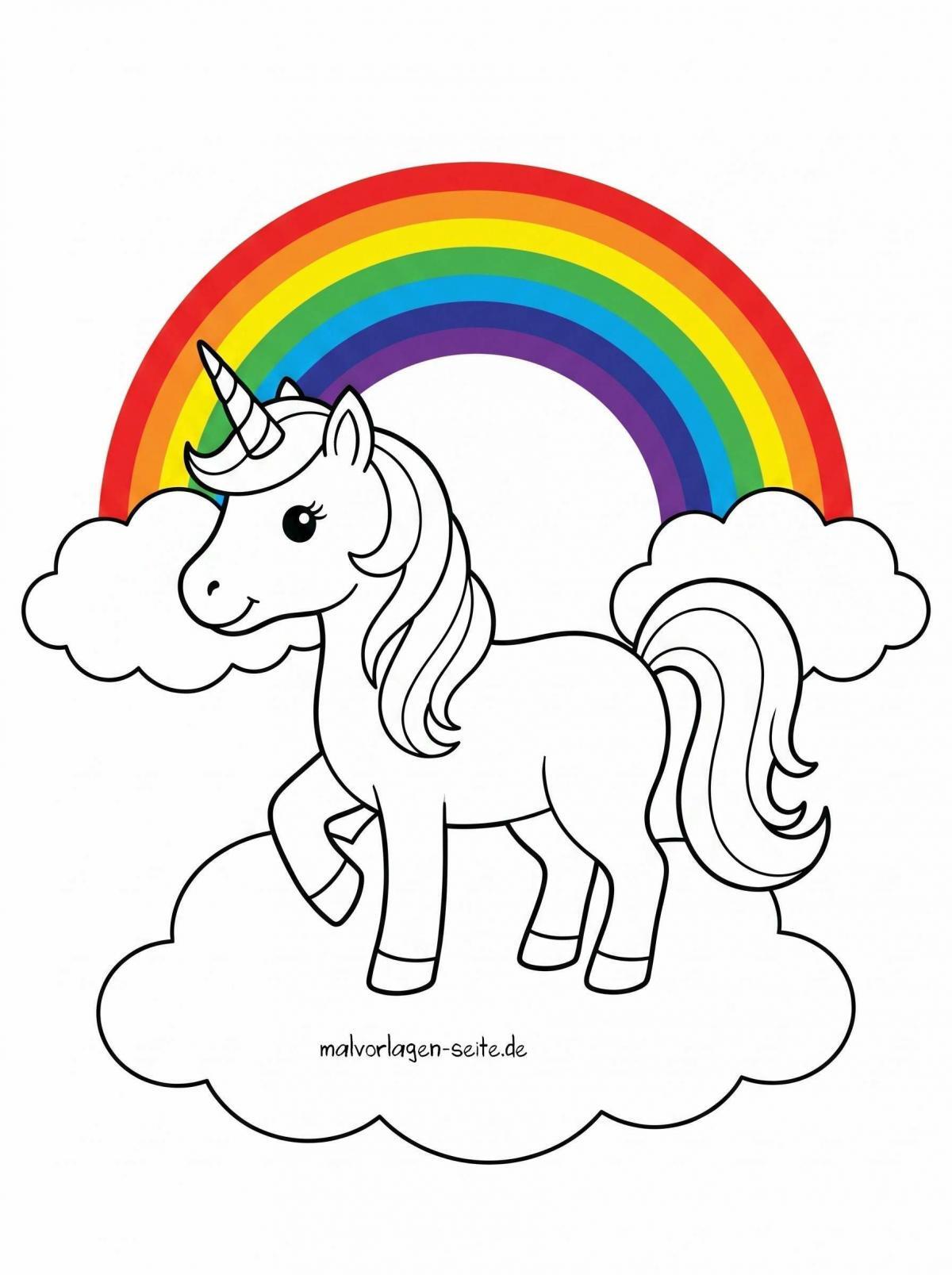 Malvorlage Einhorn mit Regenbogen