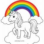 Malvorlage Einhorn mit Regenbogen
