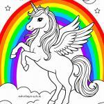 Malvorlage Einhorn mit Regenbogen
