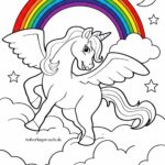 Malvorlage Einhorn mit Regenbogen