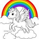 Malvorlage Einhorn mit Regenbogen