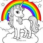 Malvorlage Einhorn mit Regenbogen