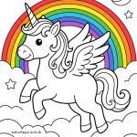 Malvorlage Einhorn mit Regenbogen