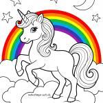 Malvorlage Einhorn mit Regenbogen