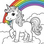 Malvorlage Einhorn mit Regenbogen