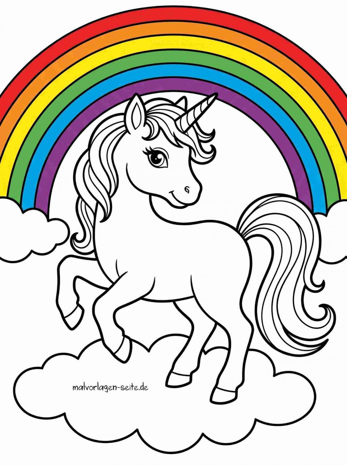 Malvorlage Einhorn mit Regenbogen