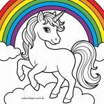 Malvorlage Einhorn mit Regenbogen