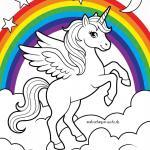 Malvorlage Einhorn mit Regenbogen