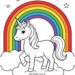 Malvorlage Einhorn mit Regenbogen