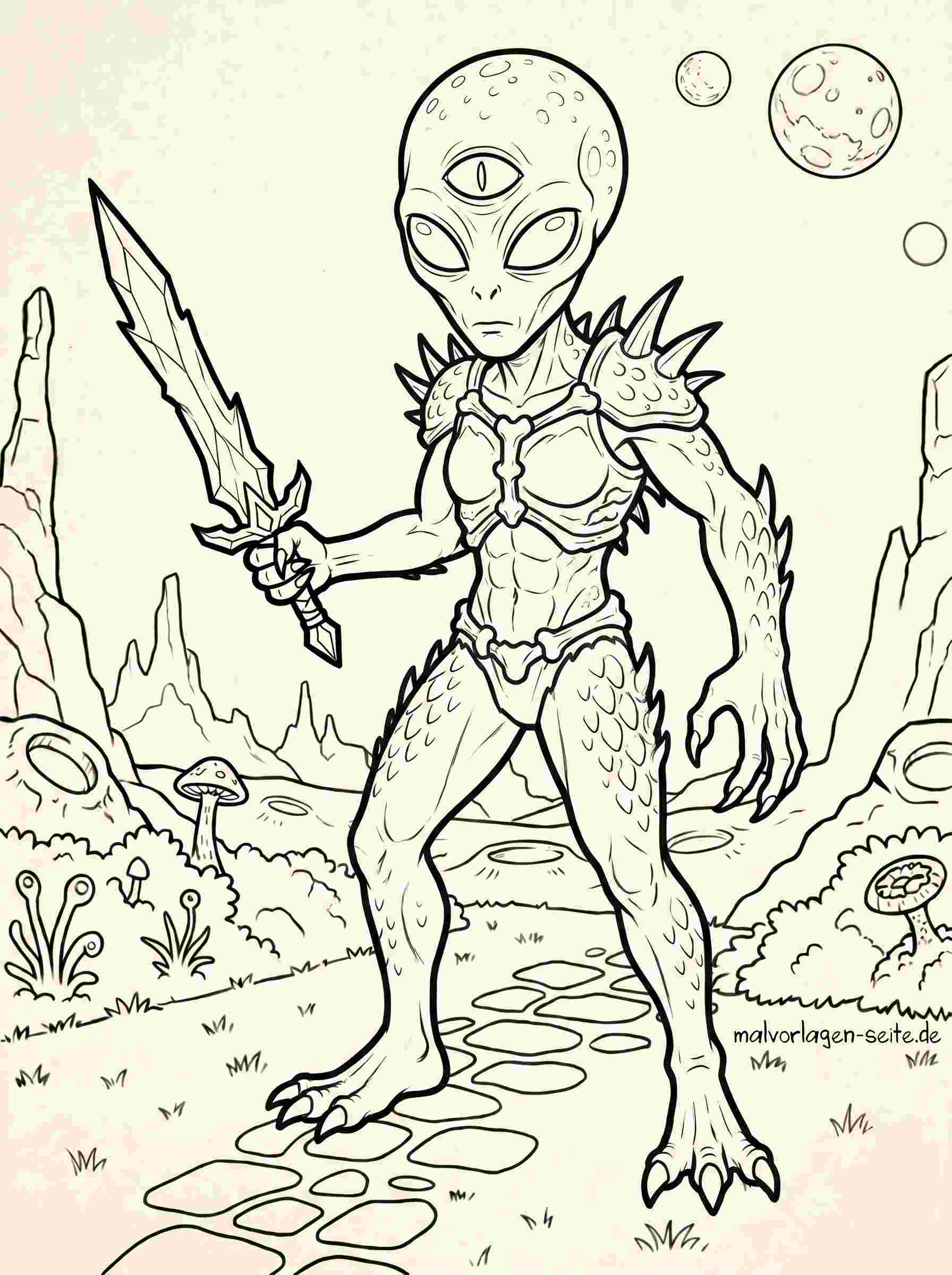 Malvorlage Alien