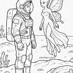 Malvorlage Astronautin und Alien