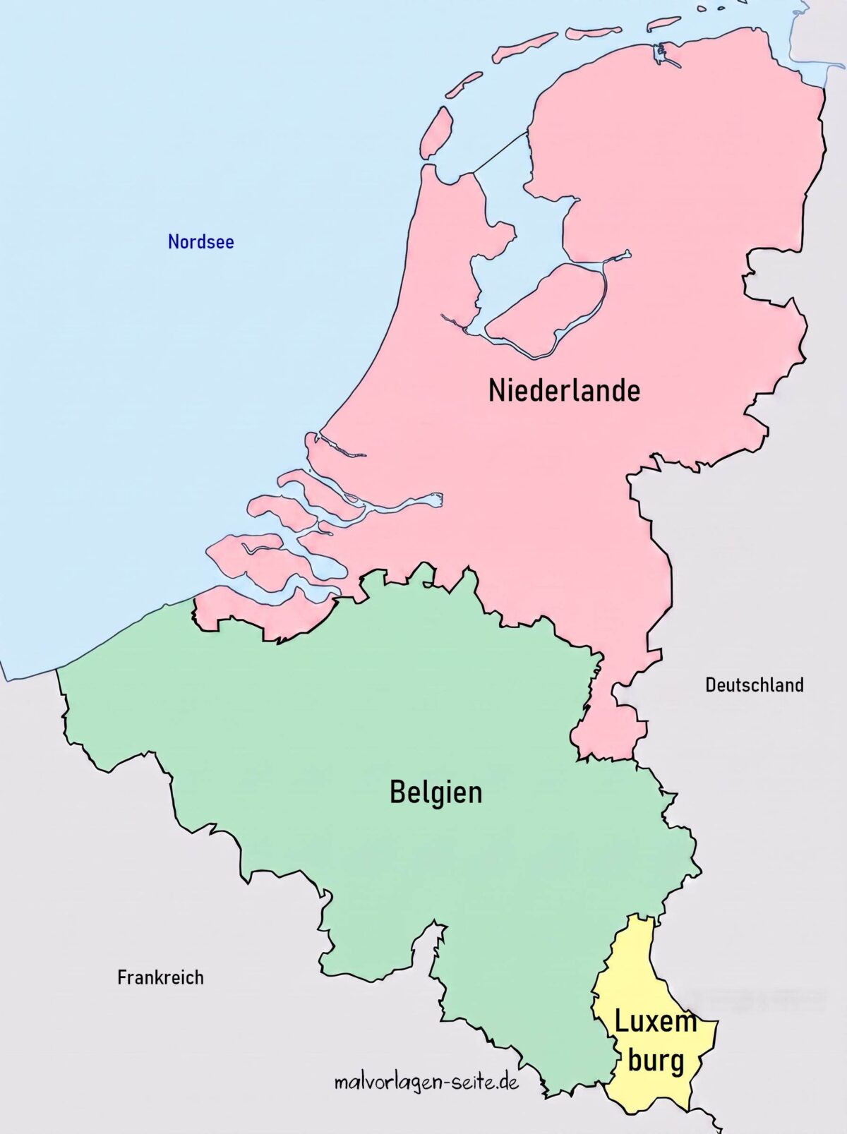 Landkarte Benelux Staaten