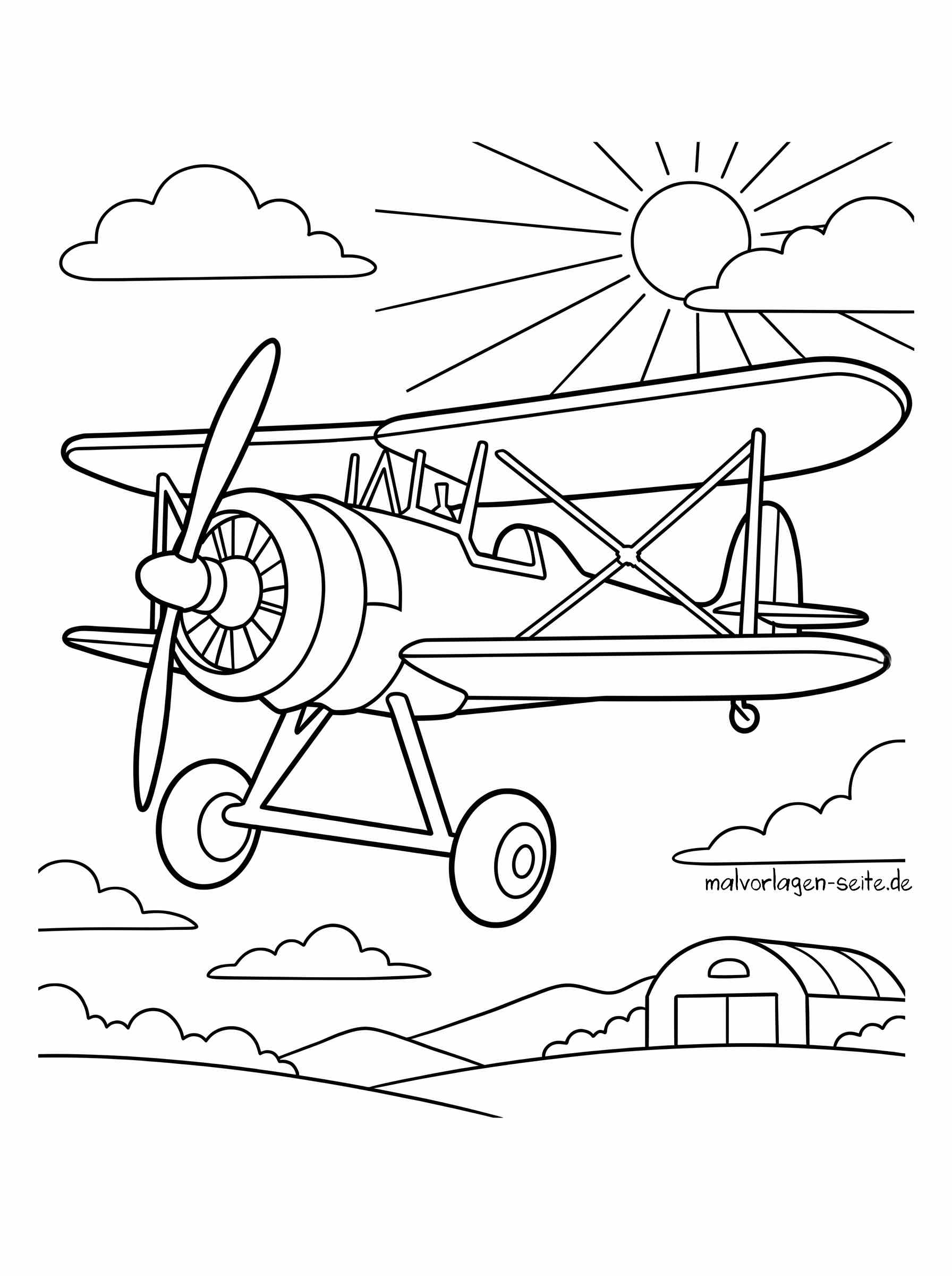 Malvorlage Doppeldecker Flugzeug