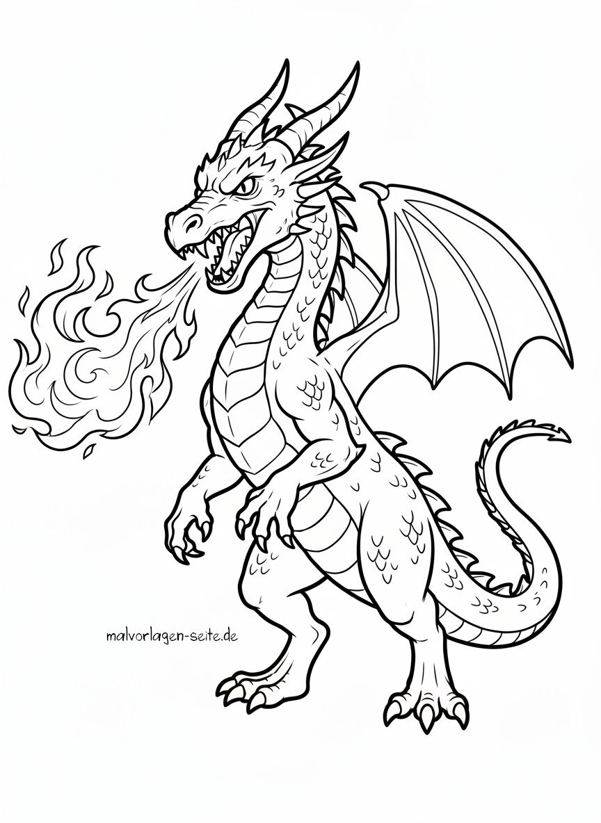 Malvorlage Feuer speiender Drache